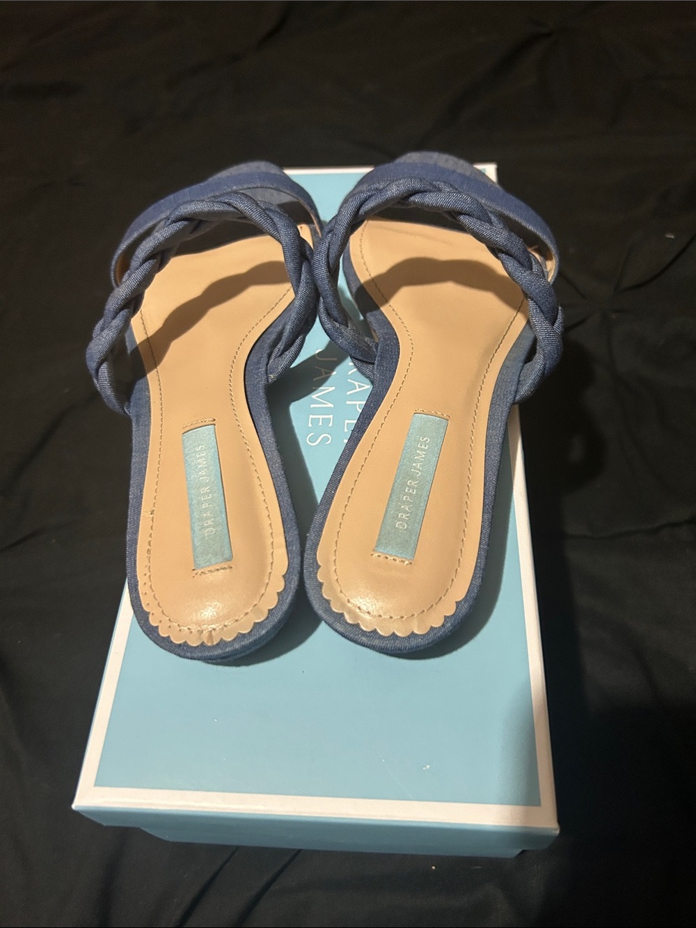 Draper James Braided Slide Sandals in Denim Blue